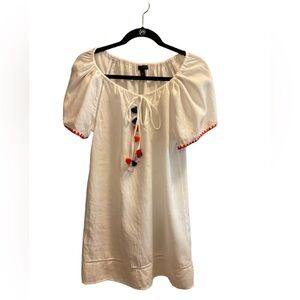 J Crew linen pom pom dress